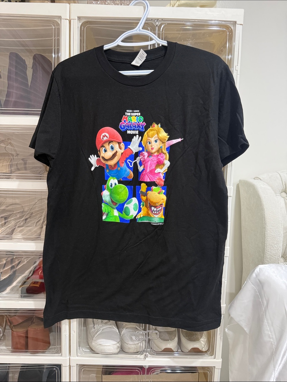 Tultex Black Kids Super Mario Galaxy Movie Graphic Tee